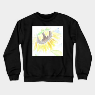 Sunflower with pencil and loose watercolor Crewneck Sweatshirt